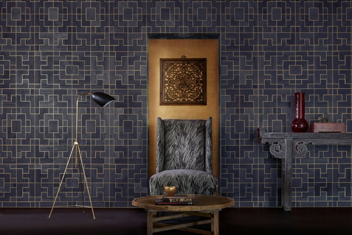 Dark, dramatic wallpaper in Rockville Centre, NY