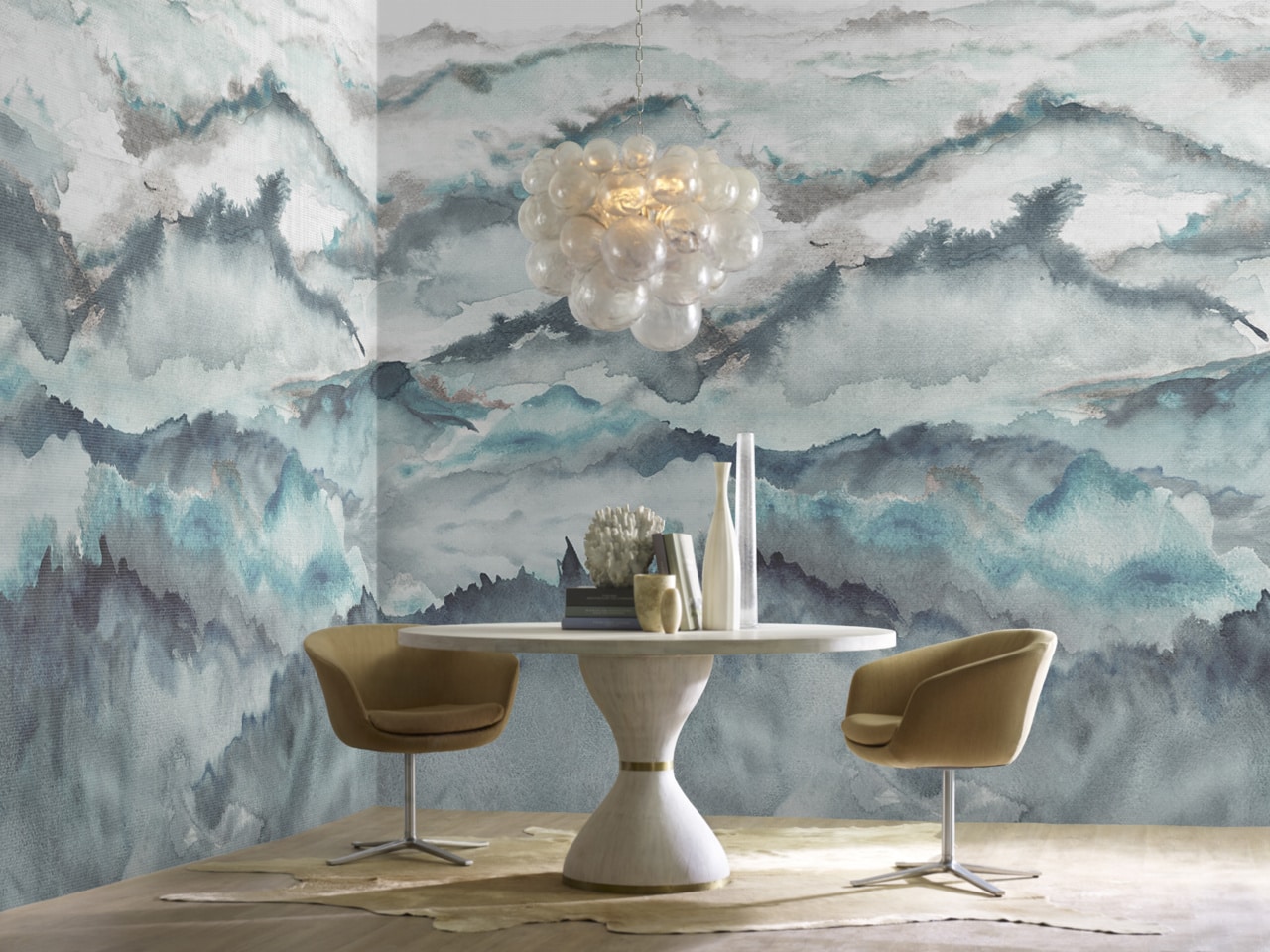 Blue watercolor wallpaper in Long Island NY